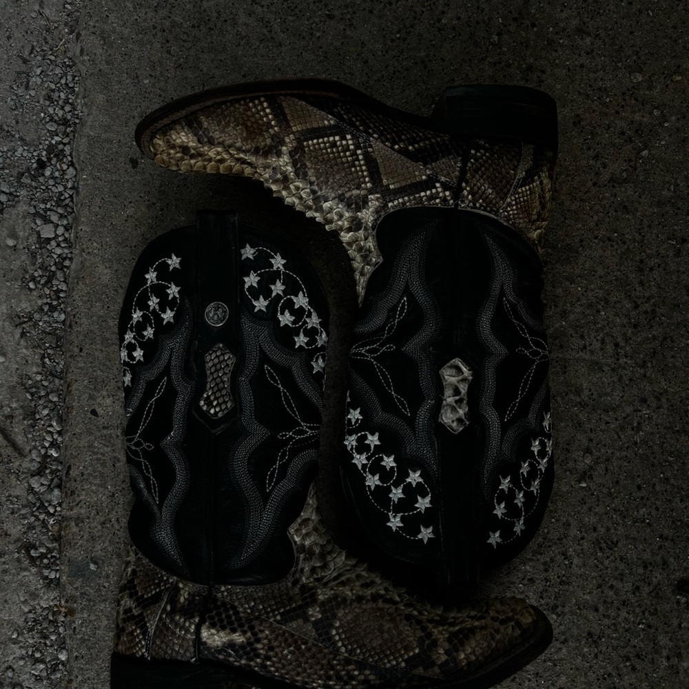 Snakeskin and Black Western Boots